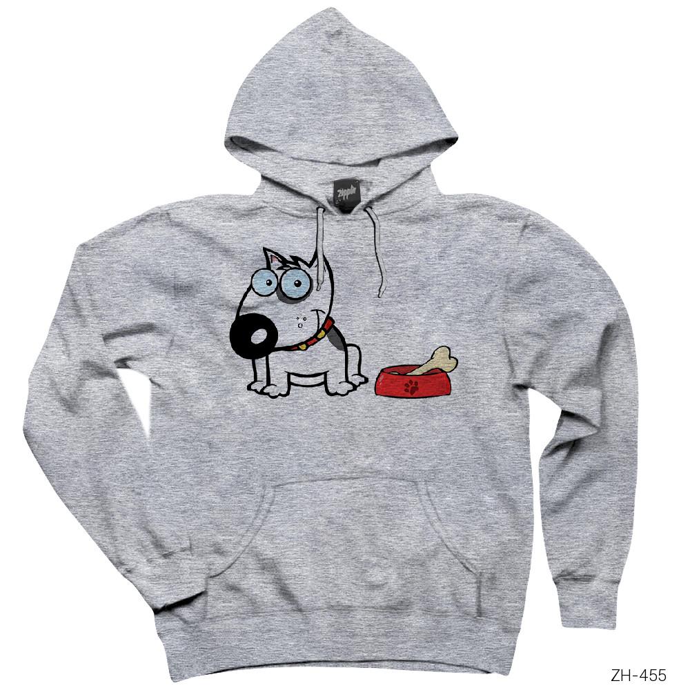 Sevimli Köpek Gri Kapşonlu Sweatshirt Hoodie