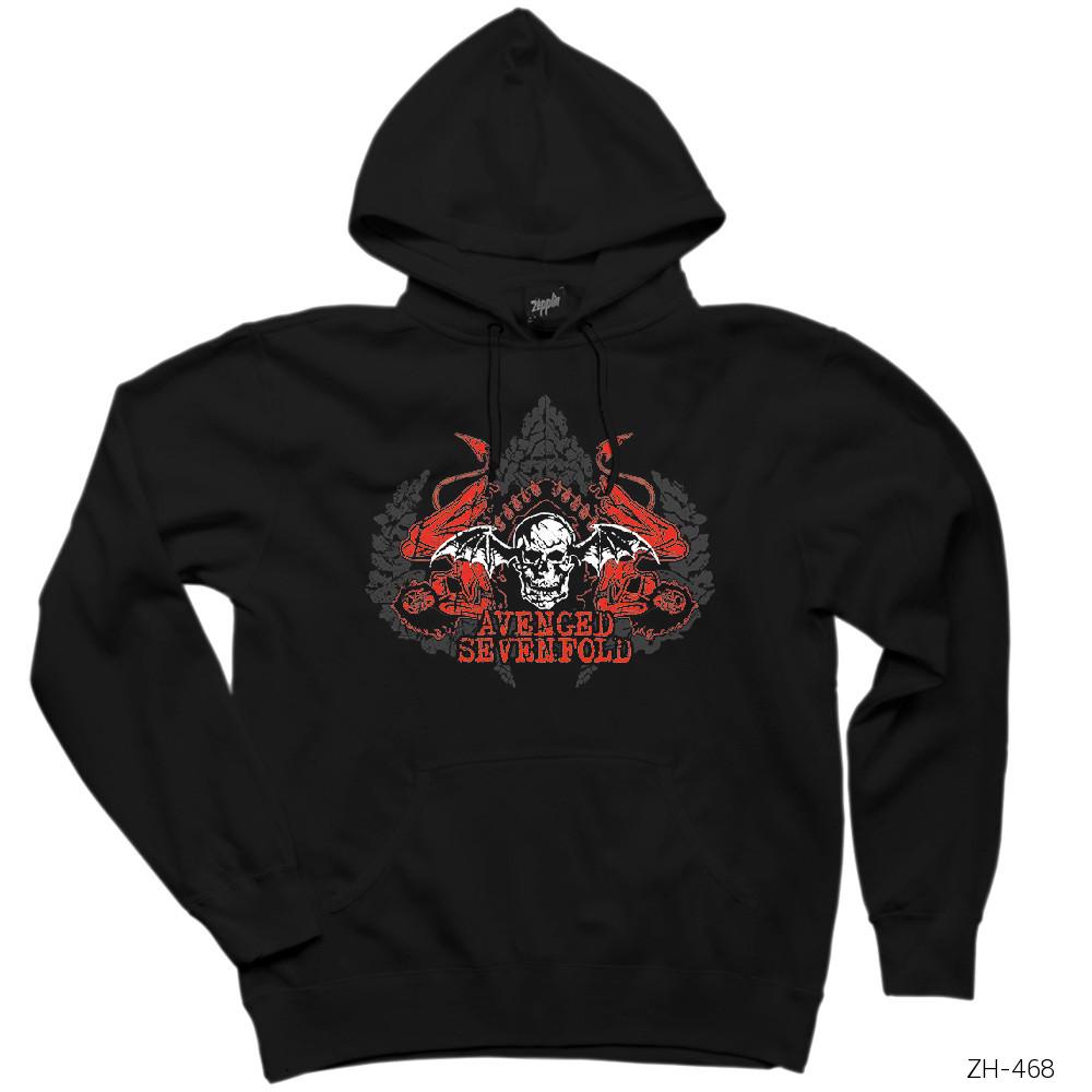 Avenged Sevenfold Red Siyah Kapşonlu Sweatshirt Hoodie