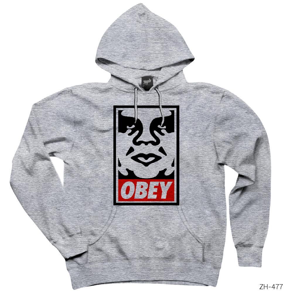 Obey Gri Kapşonlu Sweatshirt Hoodie