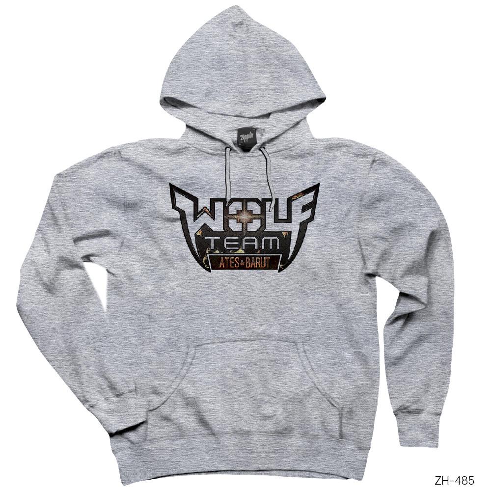 Wolfteam Ateş Barut Gri Kapşonlu Sweatshirt Hoodie