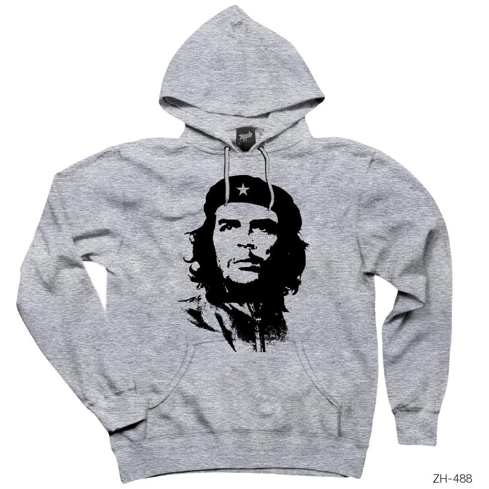 Che Guevara Siluet Gri Kapşonlu Sweatshirt Hoodie
