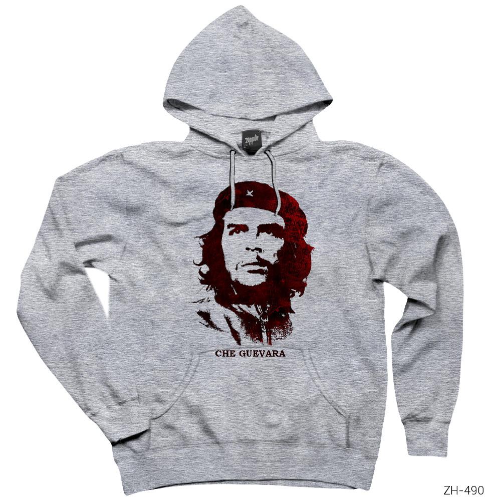 Che Guevara Red Gri Kapşonlu Sweatshirt Hoodie