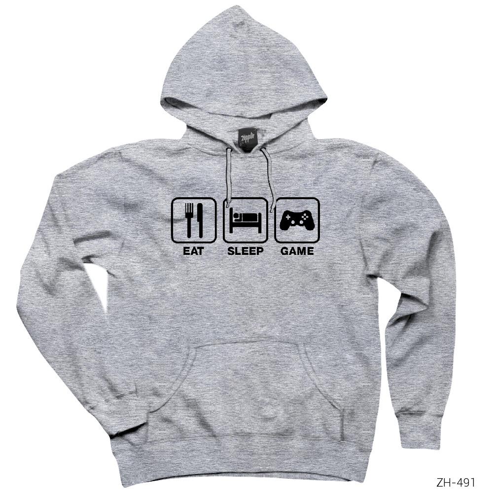 Gamer Gri Kapşonlu Sweatshirt Hoodie