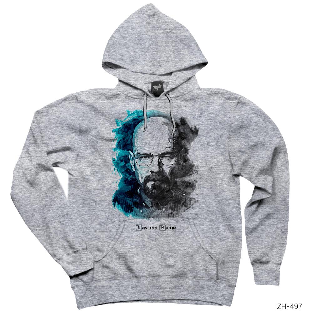 Breaking Bad Say My Name Gri Kapşonlu Sweatshirt Hoodie