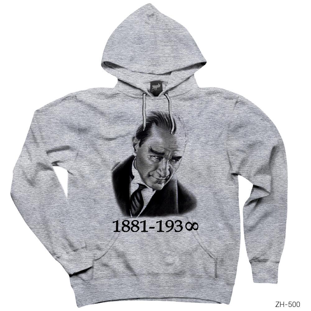 Atatürk Gri Kapşonlu Sweatshirt Hoodie