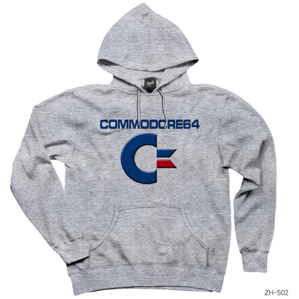 Commodore 64 Gri Kapşonlu Sweatshirt Hoodie