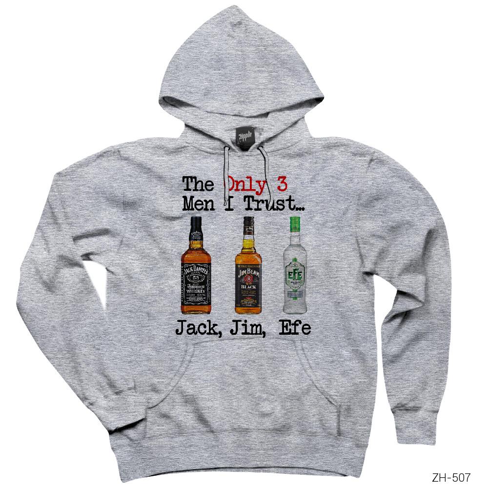 The 3 Men I Trust Gri Kapşonlu Sweatshirt Hoodie