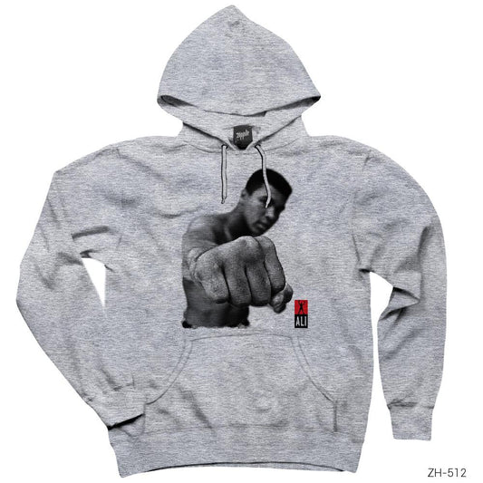 Muhammed Ali Punch Gri Kapşonlu Sweatshirt Hoodie