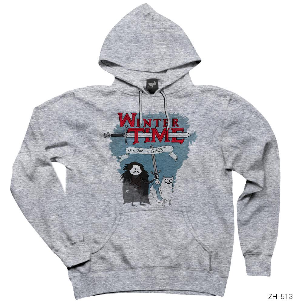 Game of Thrones Winter Time Gri Kapşonlu Sweatshirt Hoodie