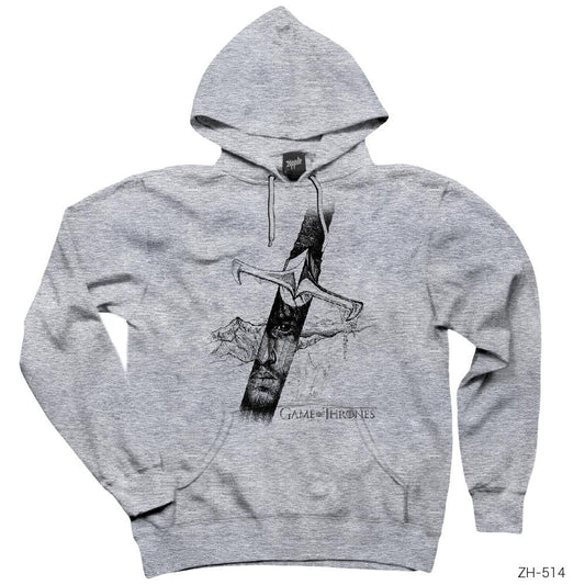 Game of Thrones Sword Gri Kapşonlu Sweatshirt Hoodie
