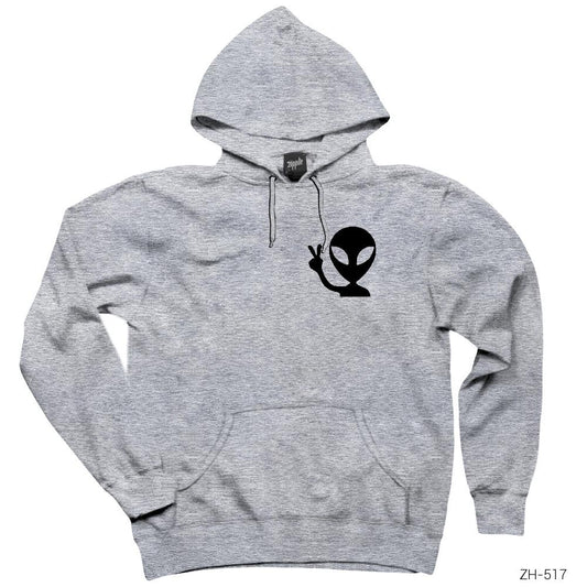Alien Funny Gri Kapşonlu Sweatshirt Hoodie