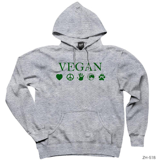 Vegan Gri Kapşonlu Sweatshirt Hoodie