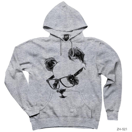 Panda Glasses Gri Kapşonlu Sweatshirt Hoodie