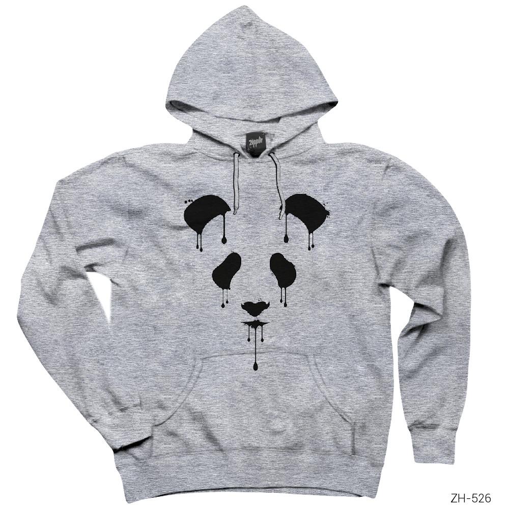 Panda Sad Gri Kapşonlu Sweatshirt Hoodie
