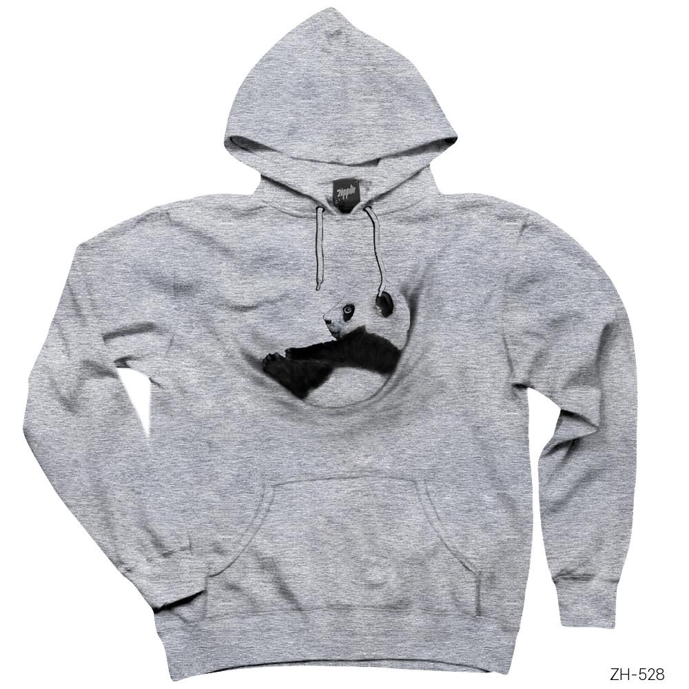 Baby Panda Sleep Gri Kapşonlu Sweatshirt Hoodie