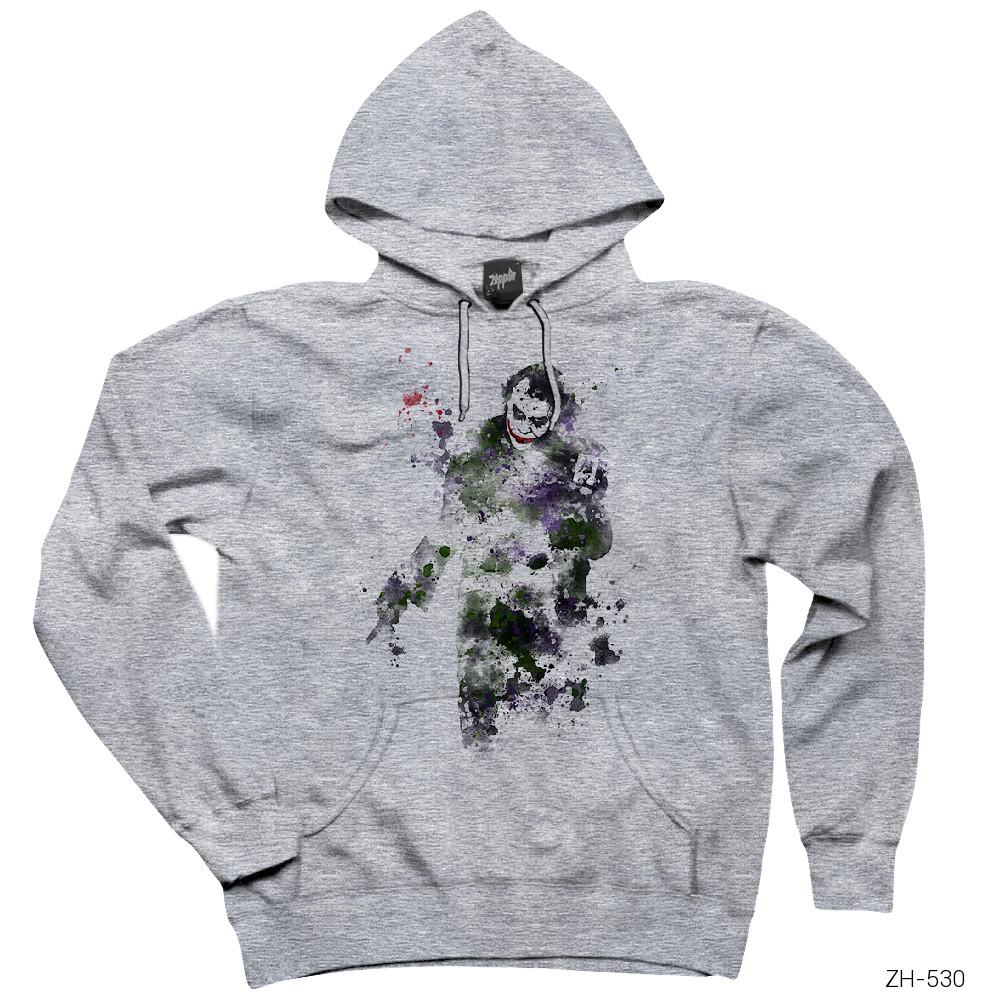 Joker Zero Emphaty Artwork Gri Kapşonlu Sweatshirt Hoodie