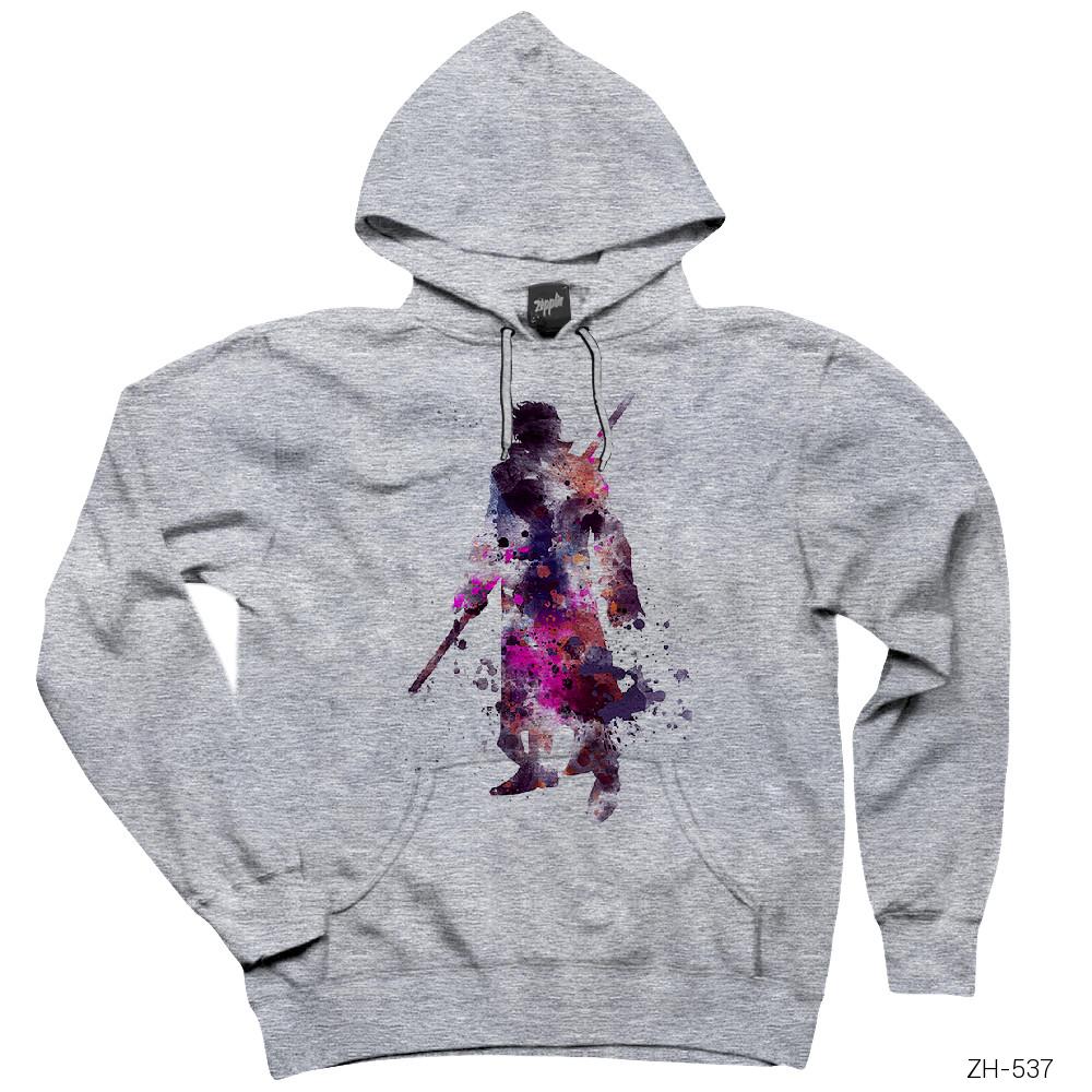 Gambit Artwork Gri Kapşonlu Sweatshirt Hoodie