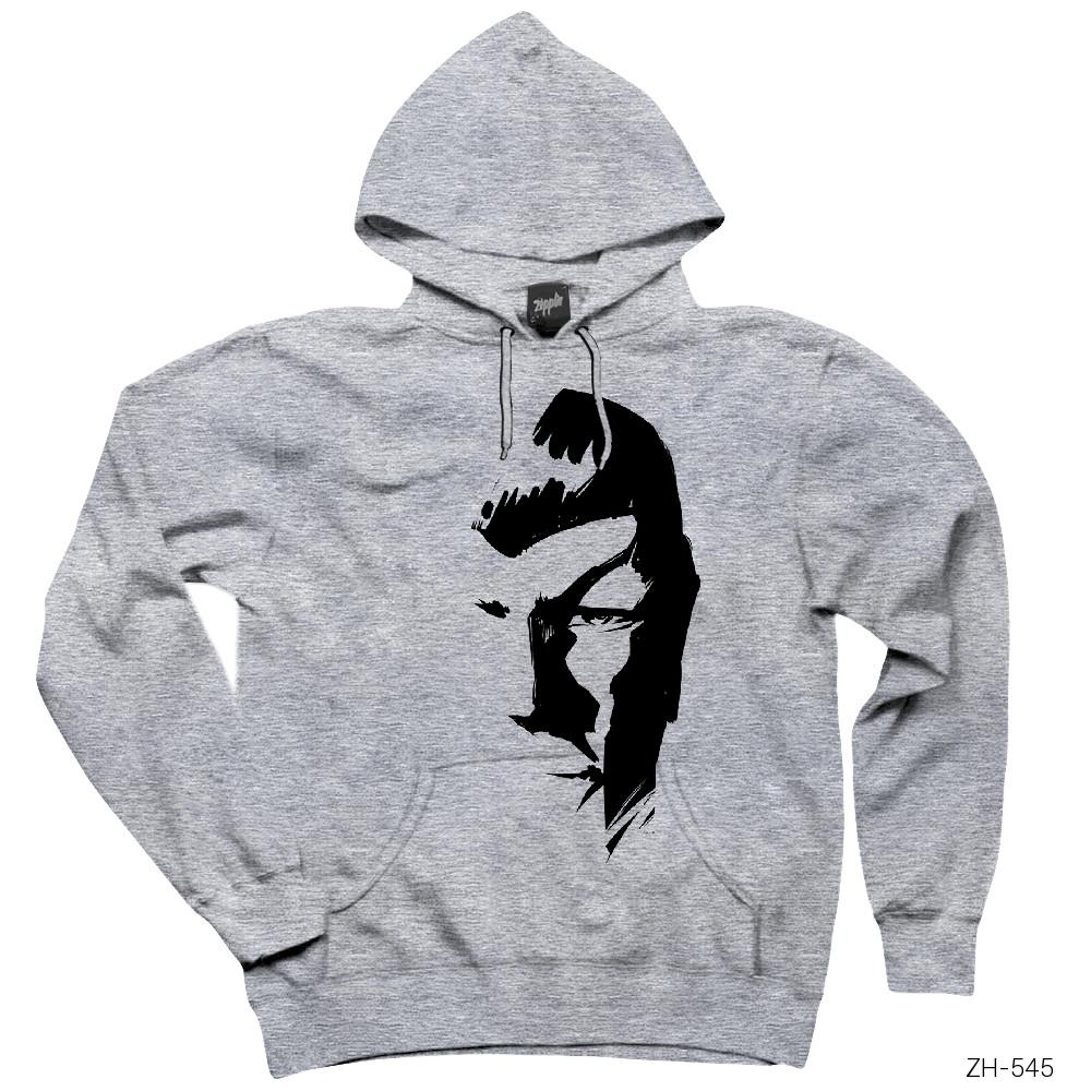 Mr. Spock Gri Kapşonlu Sweatshirt Hoodie