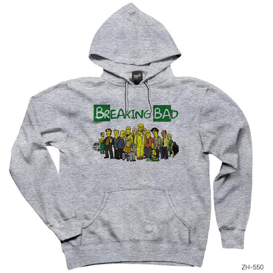 Breaking Bad Simpsons Gri Kapşonlu Sweatshirt Hoodie