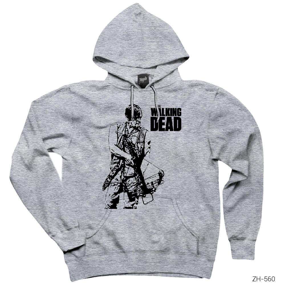 The Walking Dead Daryl Dixon Gri Kapşonlu Sweatshirt Hoodie