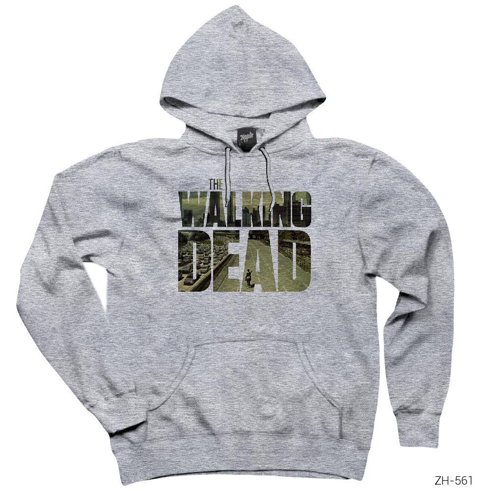 The Walking Dead Begining Gri Kapşonlu Sweatshirt Hoodie