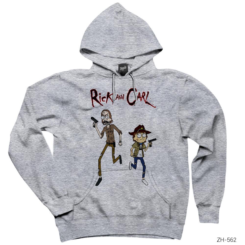 The Walking Dead Rick and Carl Gri Kapşonlu Sweatshirt Hoodie