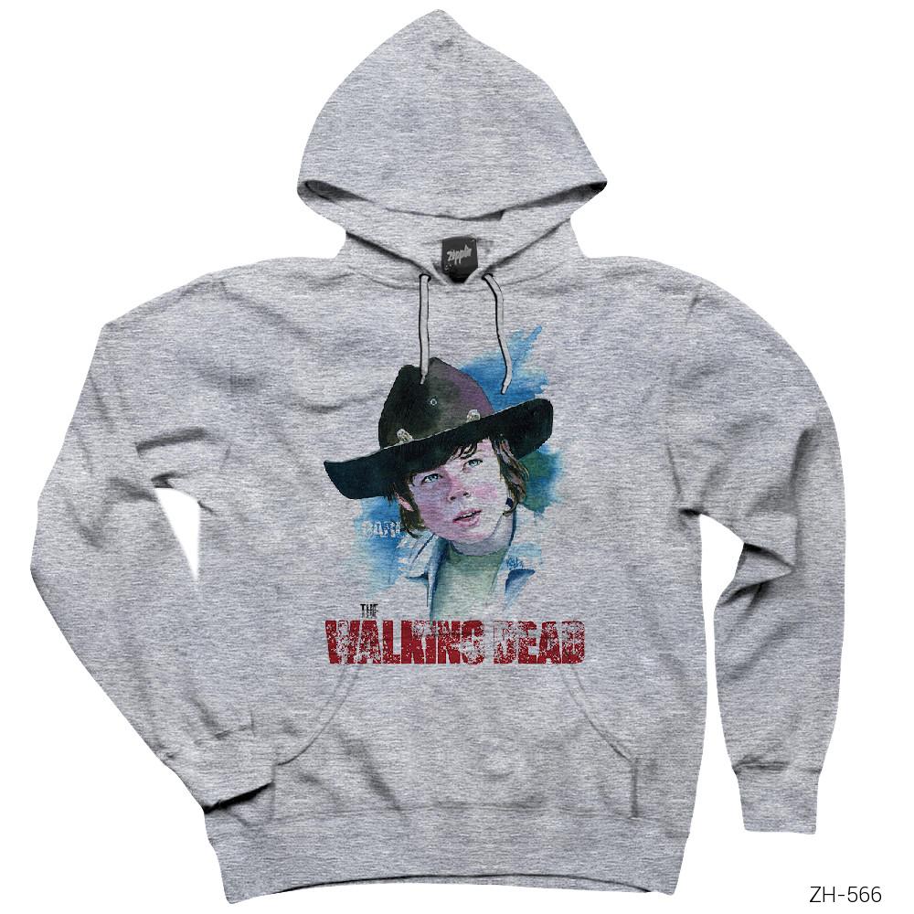 The Walking Dead Carl Painting Gri Kapşonlu Sweatshirt Hoodie