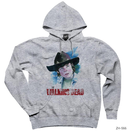 The Walking Dead Carl Painting Gri Kapşonlu Sweatshirt Hoodie