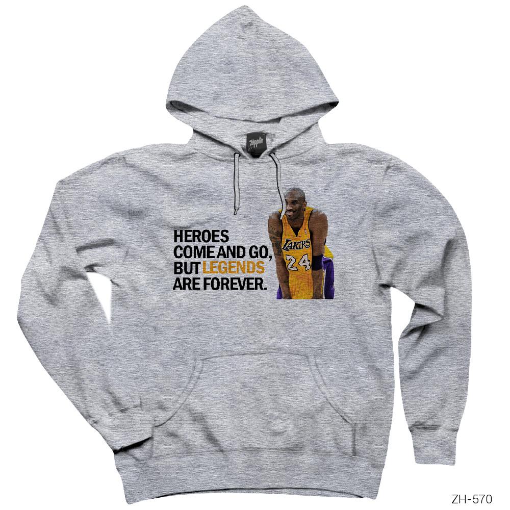 Kobe Bryant Legend Gri Kapşonlu Sweatshirt Hoodie