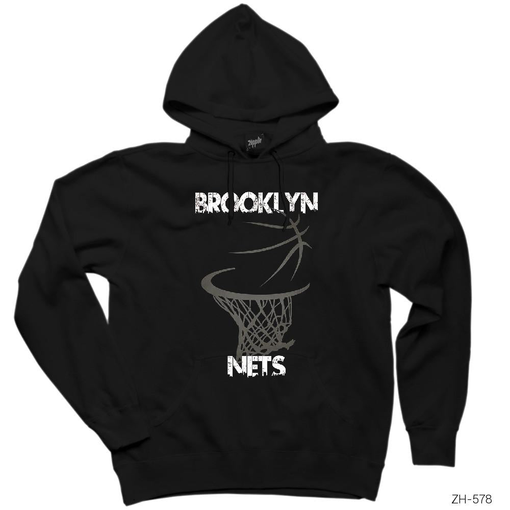 Brooklyn Nets Basket Siyah Kapşonlu Sweatshirt Hoodie