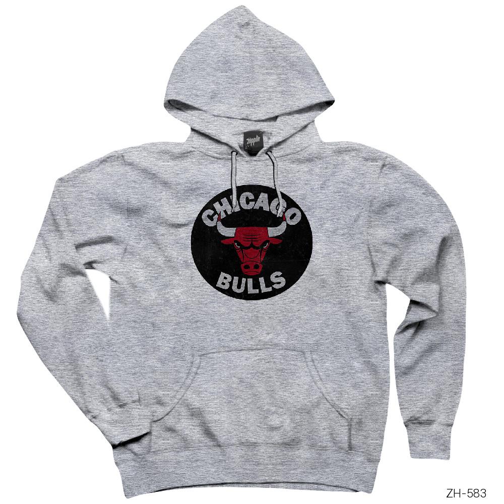 Chicago Bulls Stamp Gri Kapşonlu Sweatshirt Hoodie