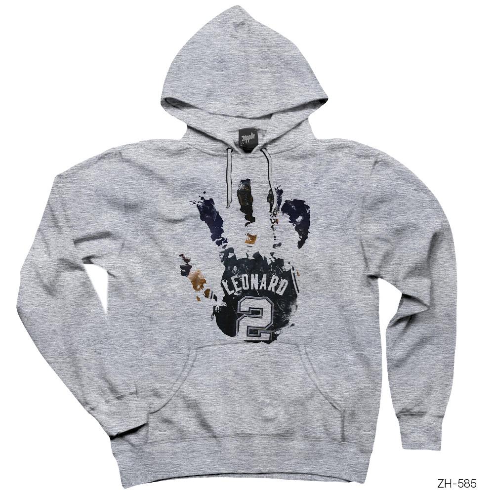 Kawhi Leonard Hand Gri Kapşonlu Sweatshirt Hoodie