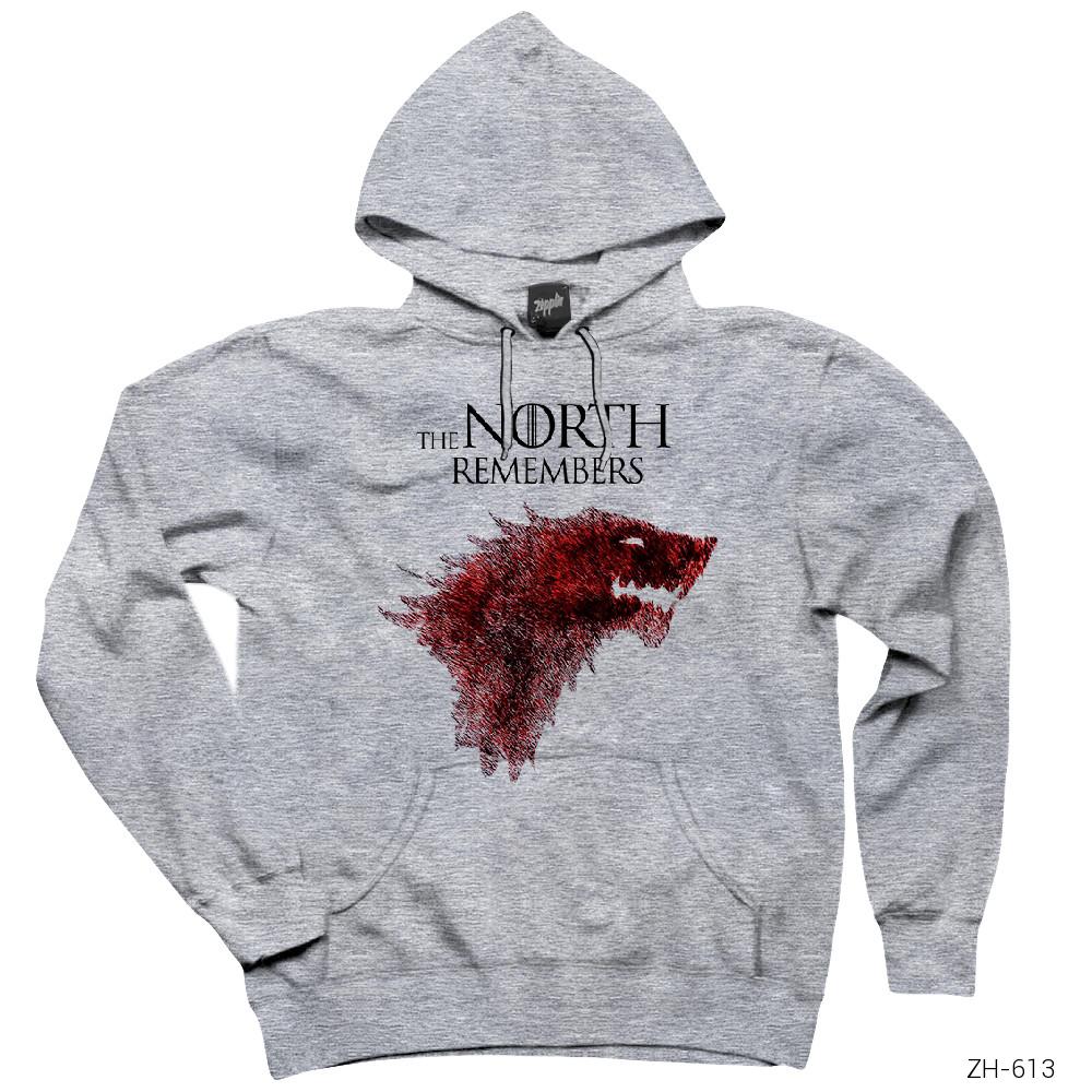 Game of Thrones The North Remembers Gri Kapşonlu Sweatshirt Hoodie