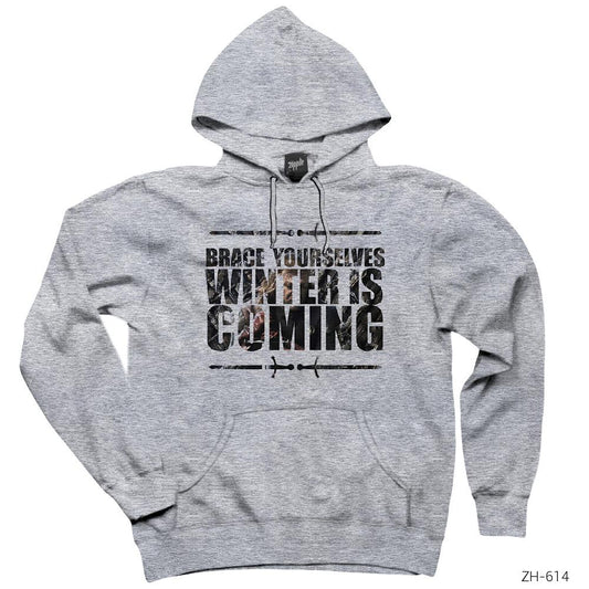 Game of Thrones Brace Yourselves Gri Kapşonlu Sweatshirt Hoodie
