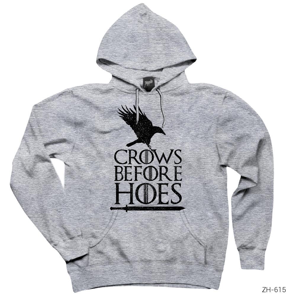 Game of Thrones Crows Before Hoes Gri Kapşonlu Sweatshirt Hoodie