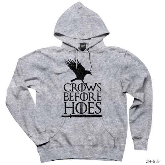 Game of Thrones Crows Before Hoes Gri Kapşonlu Sweatshirt Hoodie