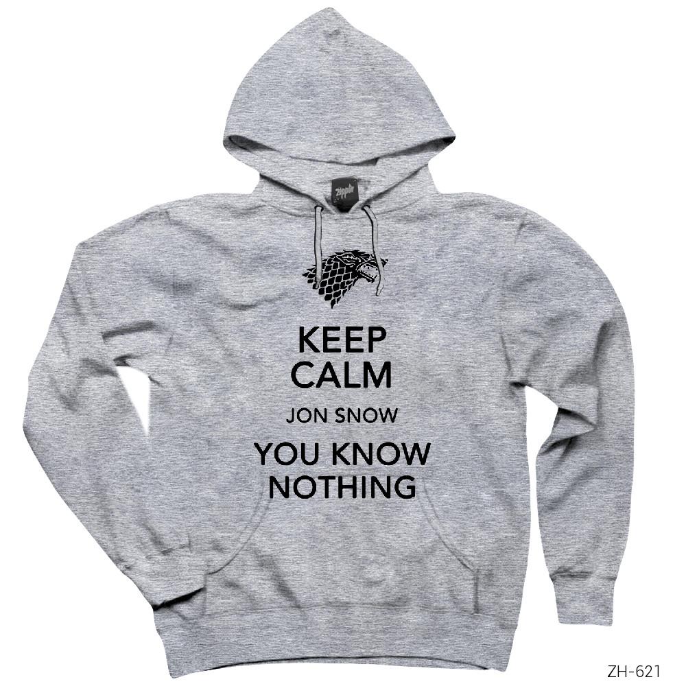 Game of Thrones Keep Calm Gri Kapşonlu Sweatshirt Hoodie