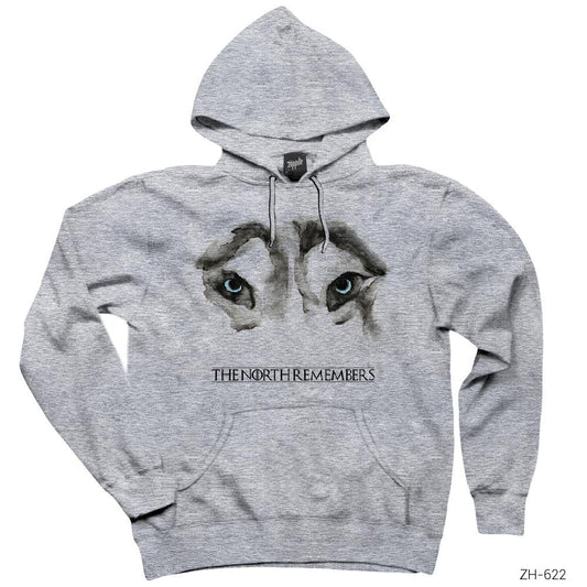 Game of Thrones Wolf Remembers Gri Kapşonlu Sweatshirt Hoodie