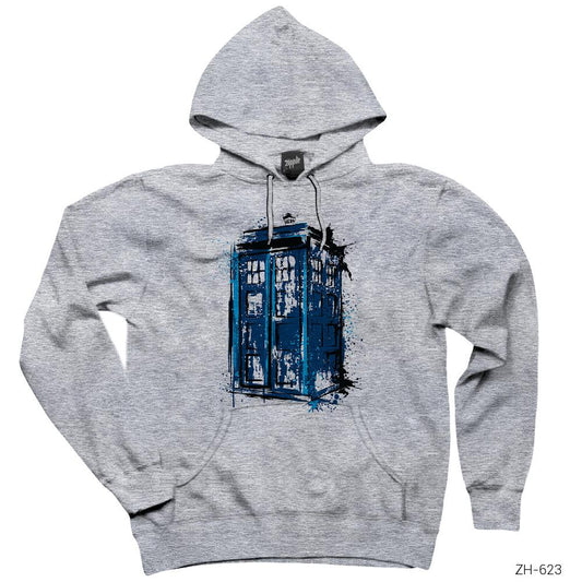 Doctor Who Tardis Splash Gri Kapşonlu Sweatshirt Hoodie