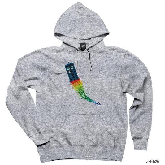 Doctor Who Tardis Rainbow Gri Kapşonlu Sweatshirt Hoodie