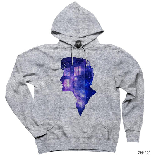 Doctor Who Police Box in Silhouette Gri Kapşonlu Sweatshirt Hoodie