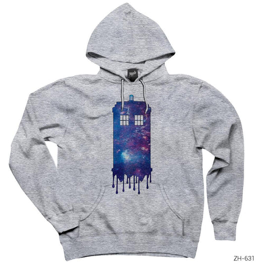 Doctor Who Police Box Paint Gri Kapşonlu Sweatshirt Hoodie