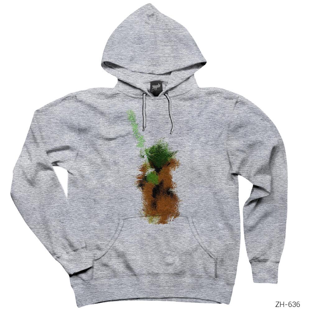 Star Wars Yoda Artwork Gri Kapşonlu Sweatshirt Hoodie