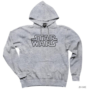 Star Wars Logo Line Gri Kapşonlu Sweatshirt Hoodie