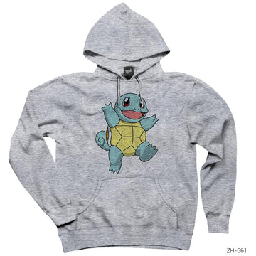 Pokemon Squirtle Gri Kapşonlu Sweatshirt Hoodie