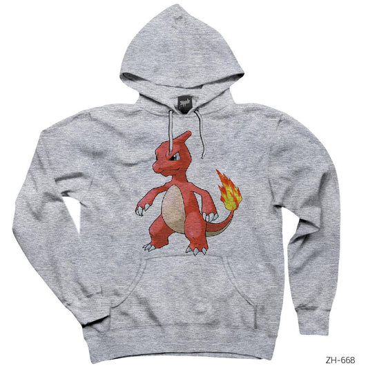 Pokemon Charmelon Gri Kapşonlu Sweatshirt Hoodie