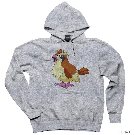 Pokemon Pidgey Gri Kapşonlu Sweatshirt Hoodie