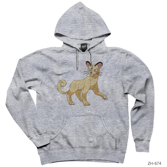 Pokemon Persian Gri Kapşonlu Sweatshirt Hoodie