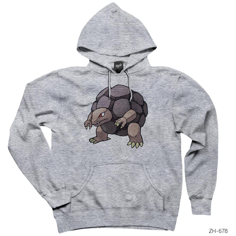 Pokemon Golem Gri Kapşonlu Sweatshirt Hoodie