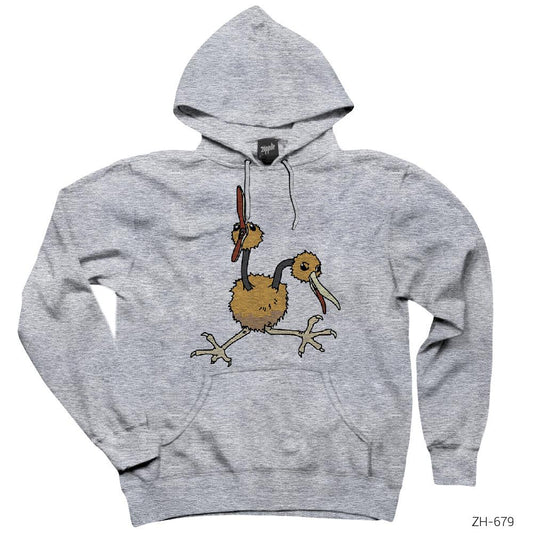 Pokemon Doduo Gri Kapşonlu Sweatshirt Hoodie